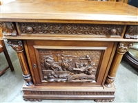 Italian Renaissance Revival (10) Piece Dining Set, Carved Frieze, Full Lion Detail
