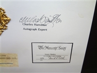 Lock of Baron Vo Richthofen's The Red Baron Hair Certified by Charles Hamilton