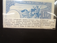 (4) Historical Autographs on Currency: Dean Rusk, Norman Vincent Peale, George Abbe, Wilbur Cohen