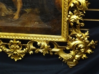 Massive Palatial Museum Quality Gilt Wood 19th Century Carved Baroque Frame With Inset Original Oil Painting
