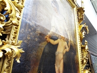 Massive Palatial Museum Quality Gilt Wood 19th Century Carved Baroque Frame With Inset Original Oil Painting