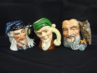 (3) Royal Doulton Large Character Mugs: Merlin, The Wizard, The Leprechaun