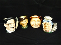 (4) Royal Doulton Large Character Mugs: John Barleycorn, Robin Hood, Cook and Cheshire Cat, Groucho Marx