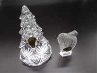 (2) Waterford Crystal Harp Ornament and Tree Paperweight Original Boxes