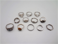 (12) Sterling Silver, and Stone Rings