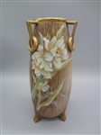 Nippon Three Handled Hand Painted Floral Vase