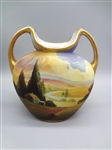 Nippon Two Handle Hand Painted Bulbous Vase