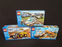 (3) LEGO Unopened Sets: 7741 Police Helicopter, 60012 4x4 and Diving Boat, 7630 Front End Loader