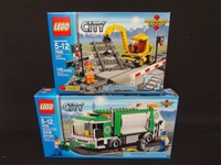 (2) LEGO Unopened Sets: 4432 Garbage Truck, 7936 Level Crossing (bent box)