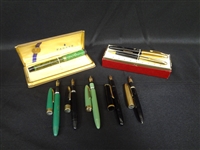 (8) 14k Gold Nib Fountain Pens: Sheaffer, Faber, Eversharp