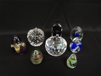 (7) Crystal Paperweight Figure Group