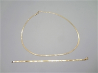 14k Yellow Gold Herringbone Necklace and Bracelet Set
