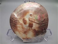 Hand Carved Abalone Shell Fisherman in Water
