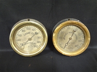 Pair of Brass Front Ashcroft Co. Steam Gauges