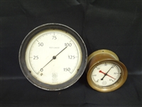 Pair of Brass and Iron Steam Gauges: Ashcroft and U.S.