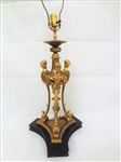 Brass Figural Lamp With Three Female Effigy