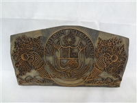 Copper Engraving Plate "Republica Peruana"