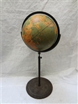 W. & A.K. Johnston Physical-Political Globe A.J. Nystrom and Co. Chicago on Cast Iron Stand