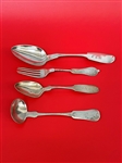 (4) Coin Silver Flatware Pieces; H.I. Sawyer, Seib and Ankeny, J.H. Potts, Cornelius A. Burr: 