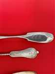 (4) Coin Silver Flatware Pieces; H.I. Sawyer, Seib and Ankeny, J.H. Potts, Cornelius A. Burr: 