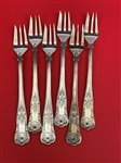 (6) Albert Pick Co. Silver Plate Cocktail Forks "Kings" For Hollenden Hotel Cleveland 1938