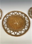 (3) Round Native American Birch Bark and Porcupine Quill Trays