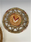 (3) Round Native American Birch Bark and Porcupine Quill Trays