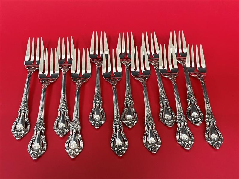 (12) Lunt Sterling Silver "Eloquence" Salad Forks
