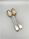 (2) Sterling Silver Berry Serving Spoons 19th Century