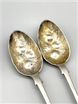 (2) Sterling Silver Berry Serving Spoons 19th Century