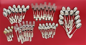 (66) Piece Elkington and Co. Sterling Silver Flatware Set c.1900