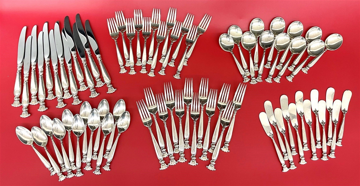 (72) Piece Wallace Sterling Silver Flatware Set "Romance of the Seas" 