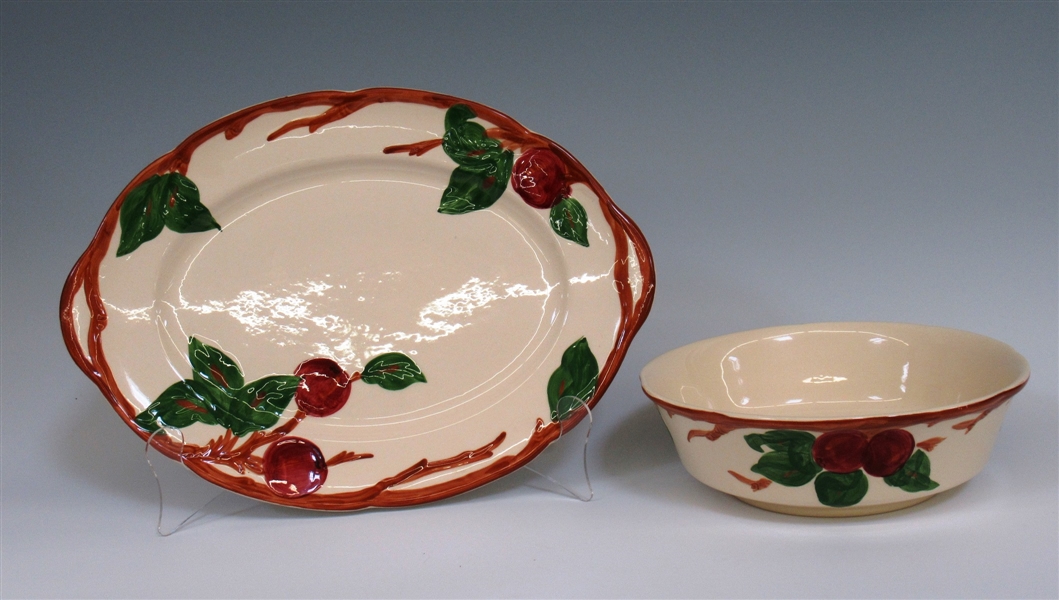 Franciscan Earthenware Apple Serving Platter and Bowl