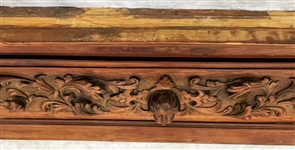 Carved Architecural Wood Panel High Relief Scrolls and Child Bust Center