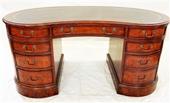 Lloyd Buxton Kidney Form Leather Top Executive Desk
