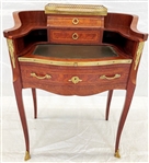 French 19th Century Mahogany and Fruitwood Breccia Marble Secretaire