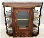 French Mirrored and One Door Wall Shelf With Brass mounts