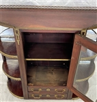 French Mirrored and One Door Wall Shelf With Brass mounts