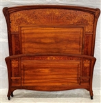 Art Nouveau Full Bed Frame Signed J. Baster Lyon
