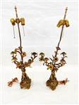 Pair of Dore Bronze Candelabra Figural Lamps