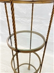 Brass Five Glass Shelf Pedestal Plant Stand