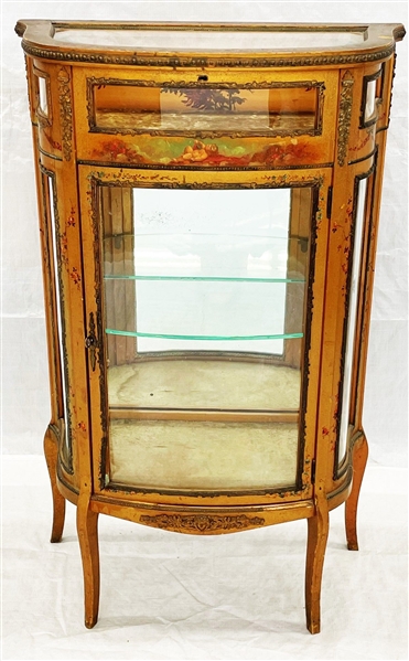 French Ormolu Mounted One Shelf Vitrine With Top Lid Shelf