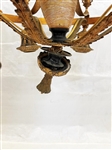Empire Bronze Chandelier With Threaded Glass Shade Center