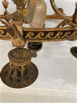 Empire Bronze Chandelier With Threaded Glass Shade Center