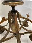 Empire Bronze Chandelier With Threaded Glass Shade Center