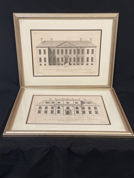 Pair of Hendrick Hulsbergh (Denmark) Etchings
