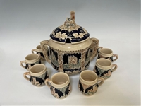 German Punch Bowl and Eight Cups Castles of Germany