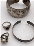 Group of Sterling Silver Jewelry: Bracelets, Brooches, Rings