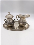 .800 Silver Creamer and Sugar on Tray