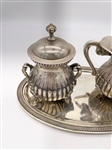 .800 Silver Creamer and Sugar on Tray